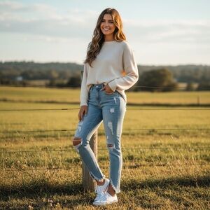 Venus Triangle Shark Bite Raw Hem Skinny Jeans Sz 4 Womens Distressed Mid Rise